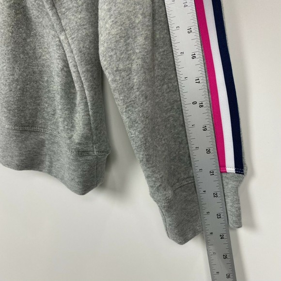 J Crew Sweatshirt Women Large Gray Striped Fleece Pullover Round Neck Athlesure - Picture 6 of 9